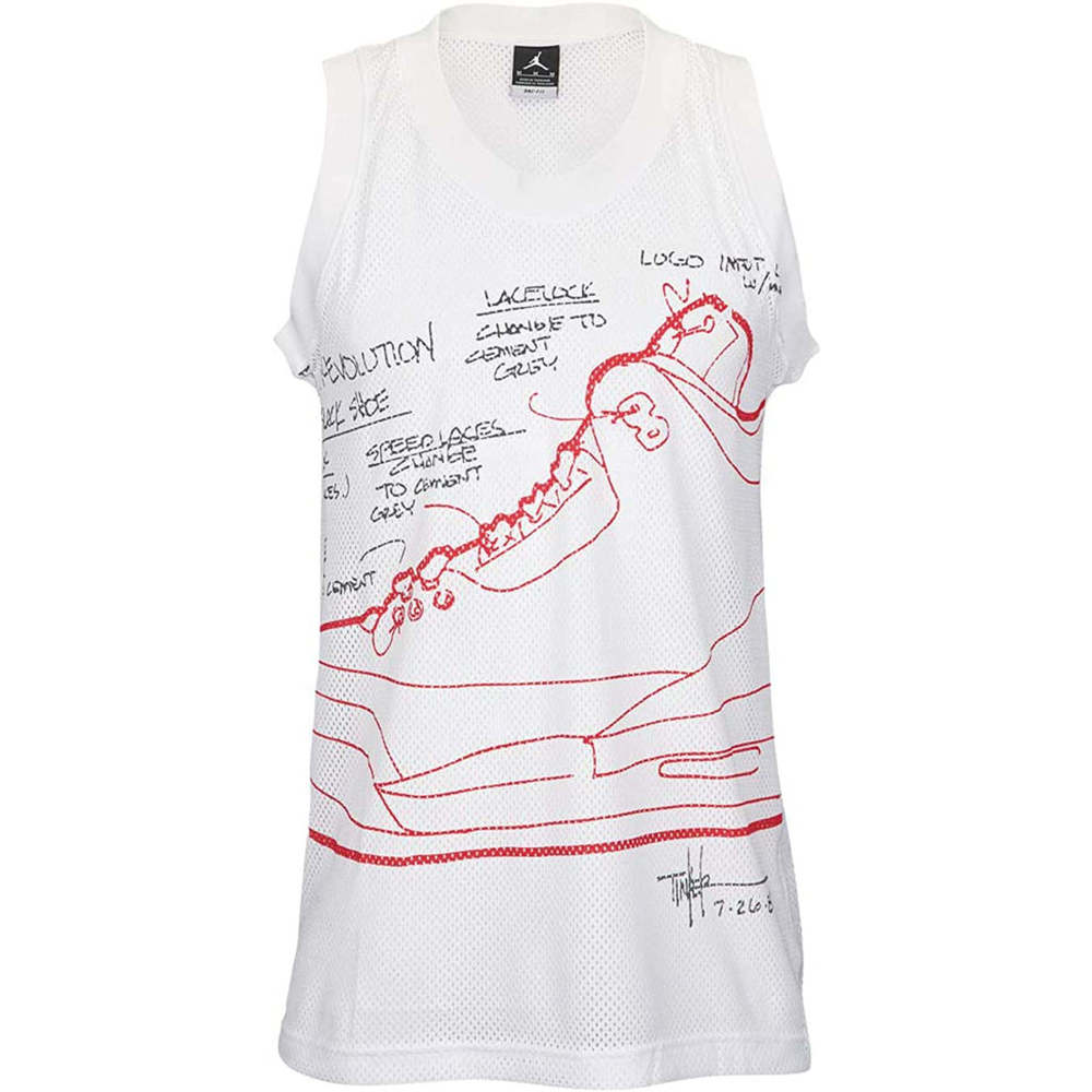 Jordan Mens Graphic Inspired By Tinker Hatfield Sketch Tank Top,White,Small